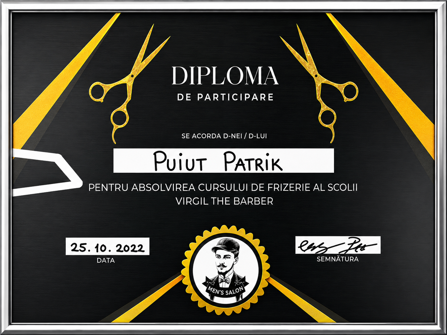 Diplomă Patrik Puiut
